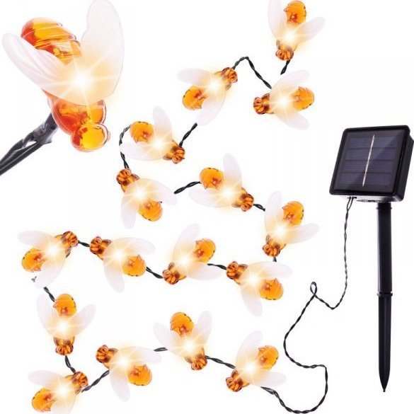 Lampki solarne ogrodowe łańcuch pszczółki 4,5m 30LED ciepły