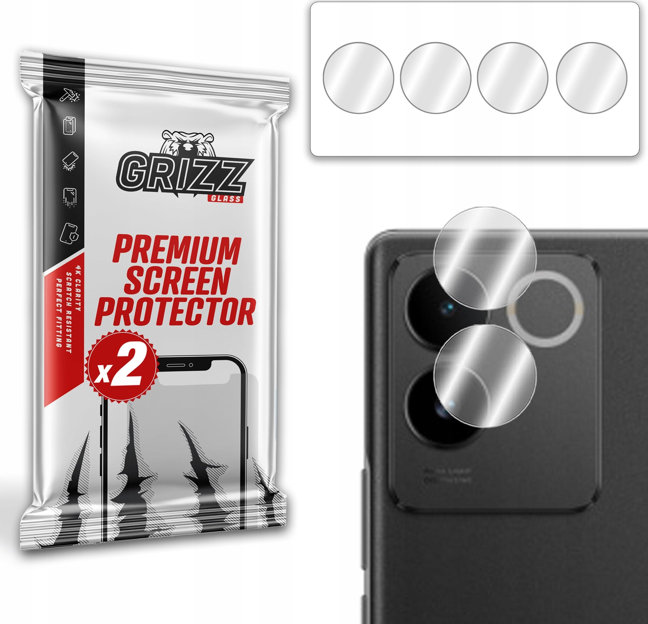 GrizzGlass Szkło na aparat GrizzGlass HybridGlass Camera do Vivo iQOO Z7 Pro