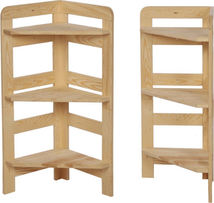 Wamar-Sosenka Regał Modułowy Narożnik 82,4x34,4x34,4cm 3 Półki BERDO Surowy Drewno sosnowe Naturalny RR2_NZ1X035_0_N0_F1 / Wamar-Sosenka