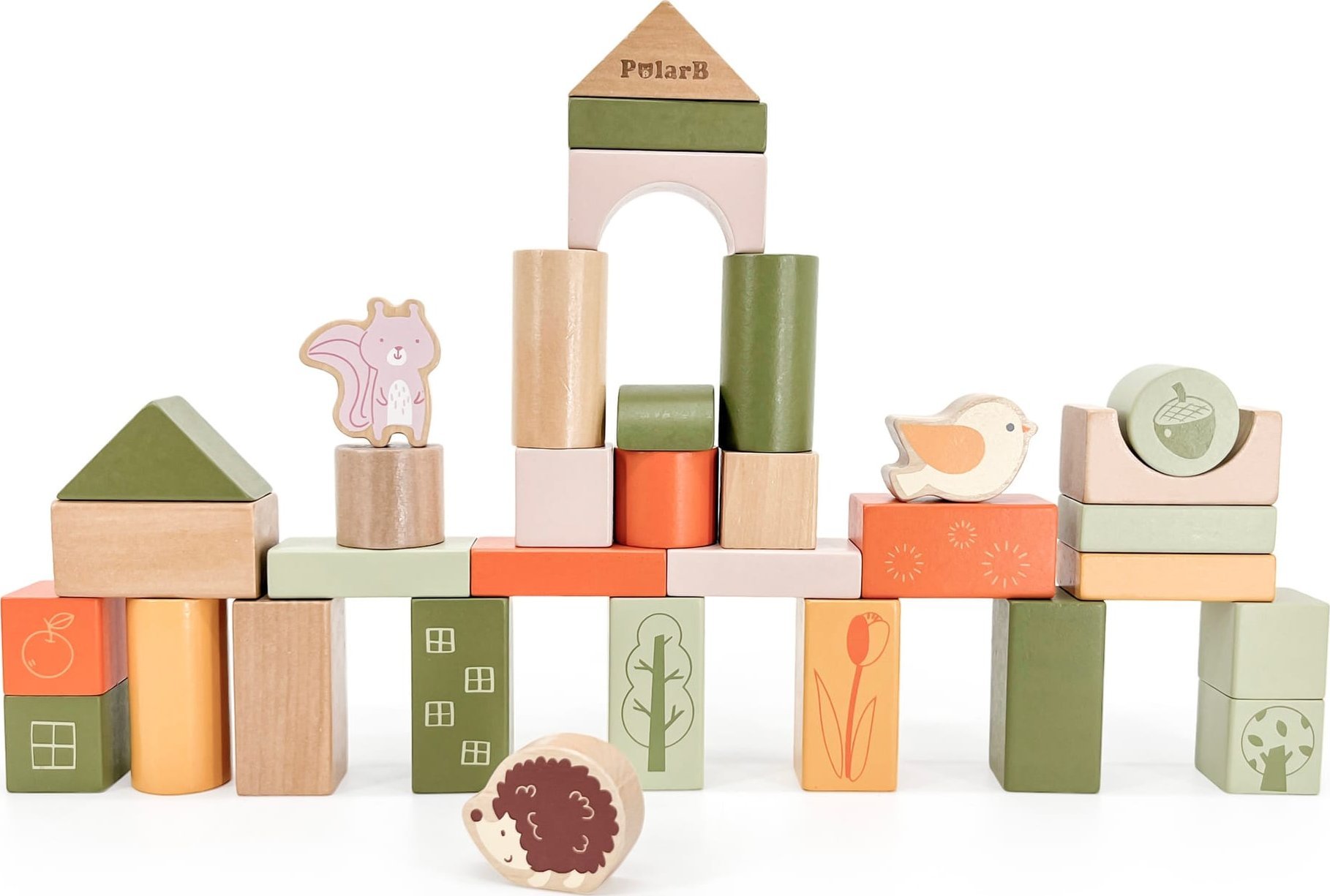 Viga Toys VIGA PolarB Drewniane Klocki Bloki Montessori Zwierzęta 50 el.