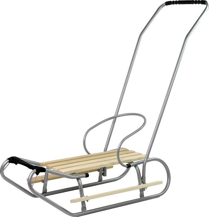 LeanToys Sanki Metalowe z Pchaczem Oparcie Pasek Srebrne