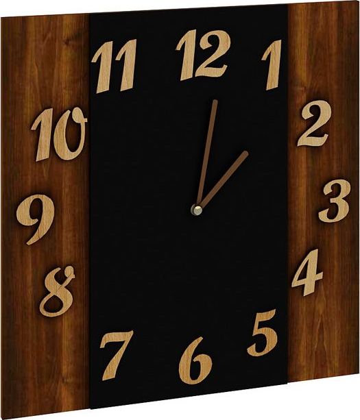 Elior zegar ścienny z drewna i szkła Sigan orzech (7857)