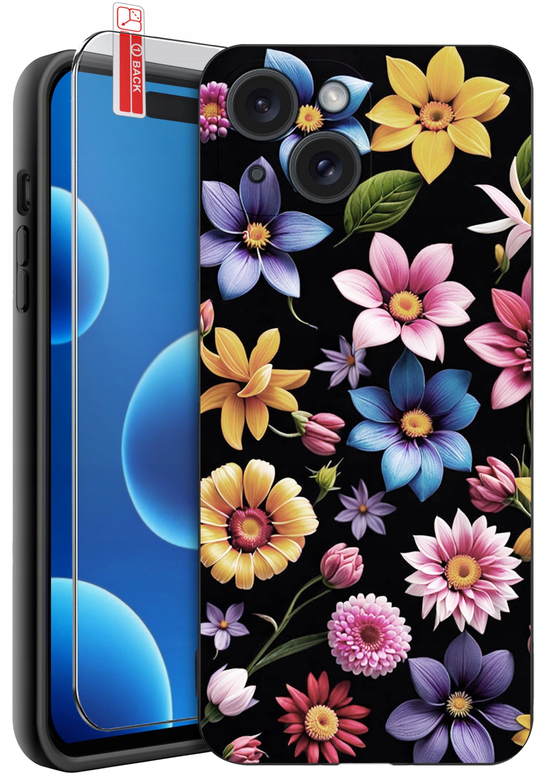 ETUI do iPhone 15 | WZORY | SILIKONOWE MATT CASE + SZKŁO 9H