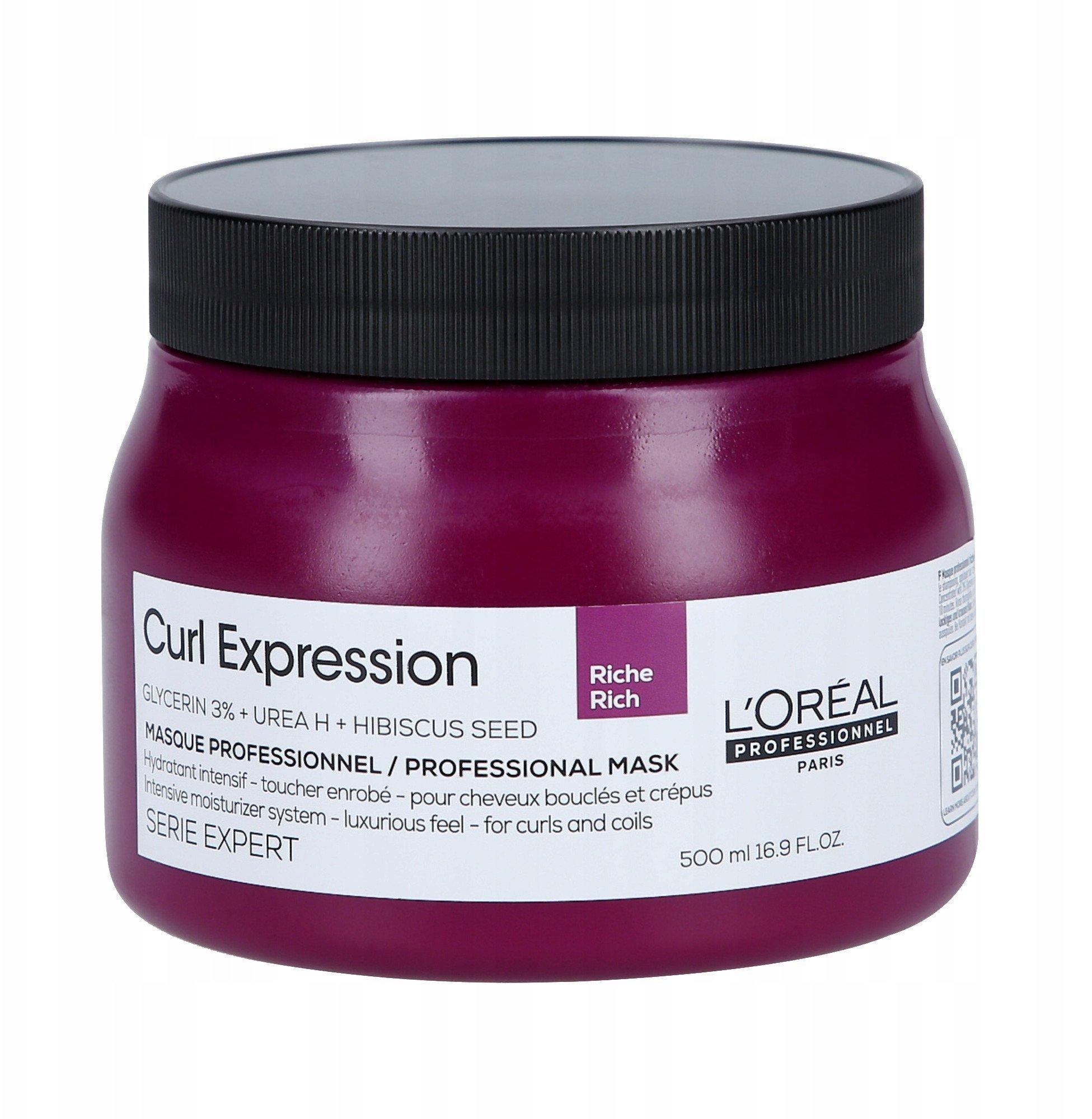 L'Oreal Professionnel, Serie Expert Curl Expression Rich, Glycerin2.5% + Urea H + Hibiscus Seed, Hair Treatment Cream Mask, Intense Moisturizing, 500
