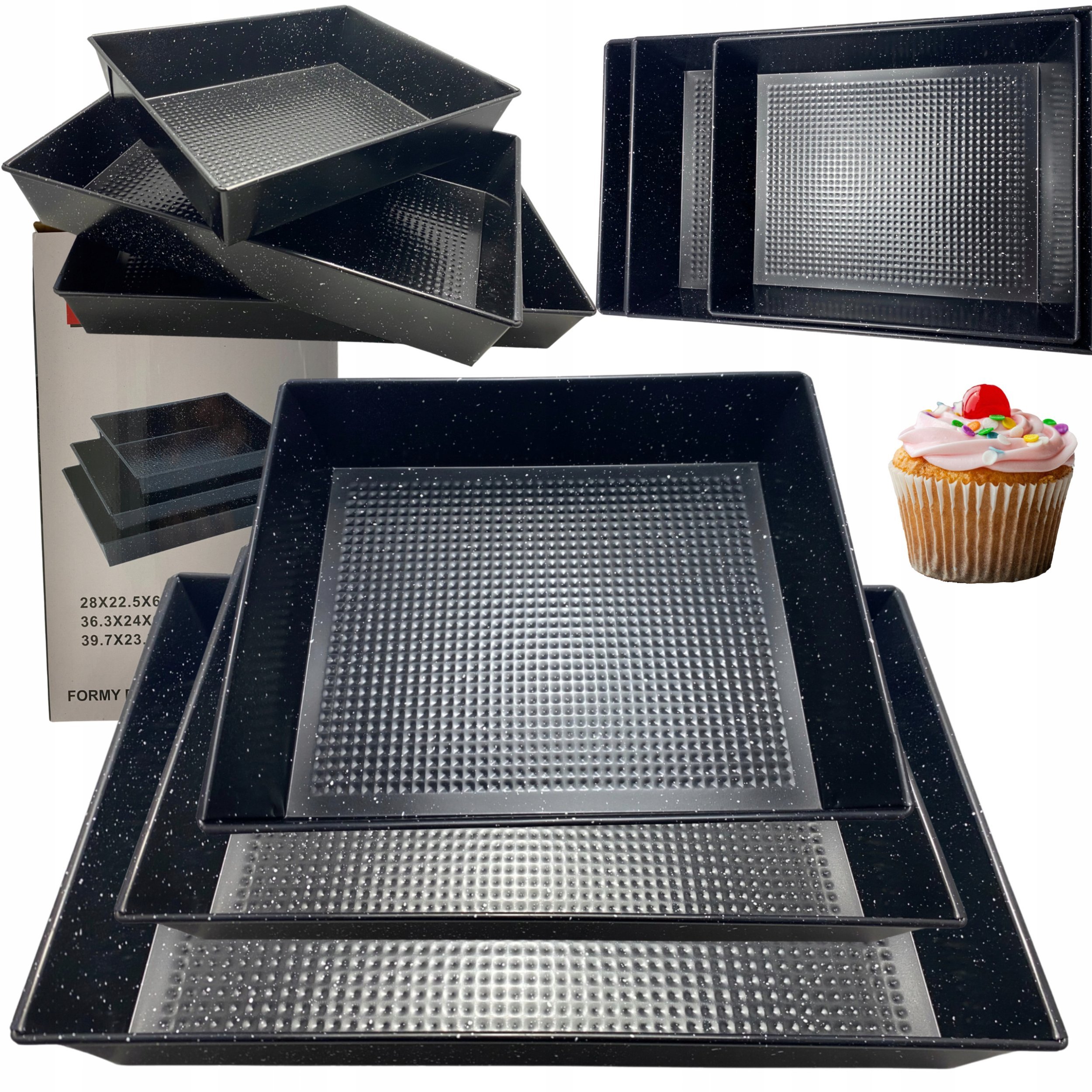 ZESTAW 3 FORM BLACH DO PIECZENIA NON-STICK BRUNBESTE BB-2555