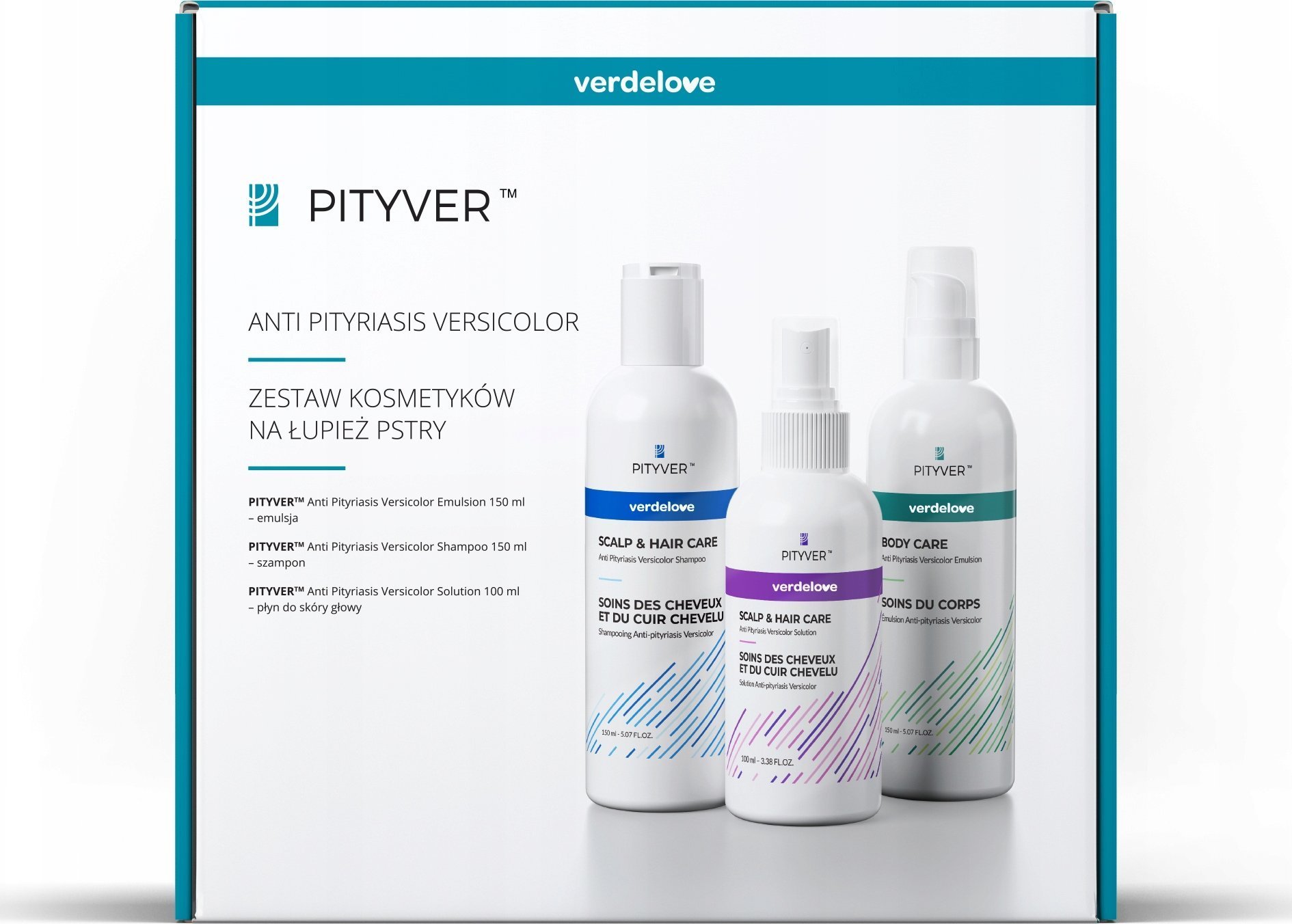 PITYVER_SET szampon do włosów 150ml + płyn do mycia ciała 100ml + emulsja do ciała 150ml