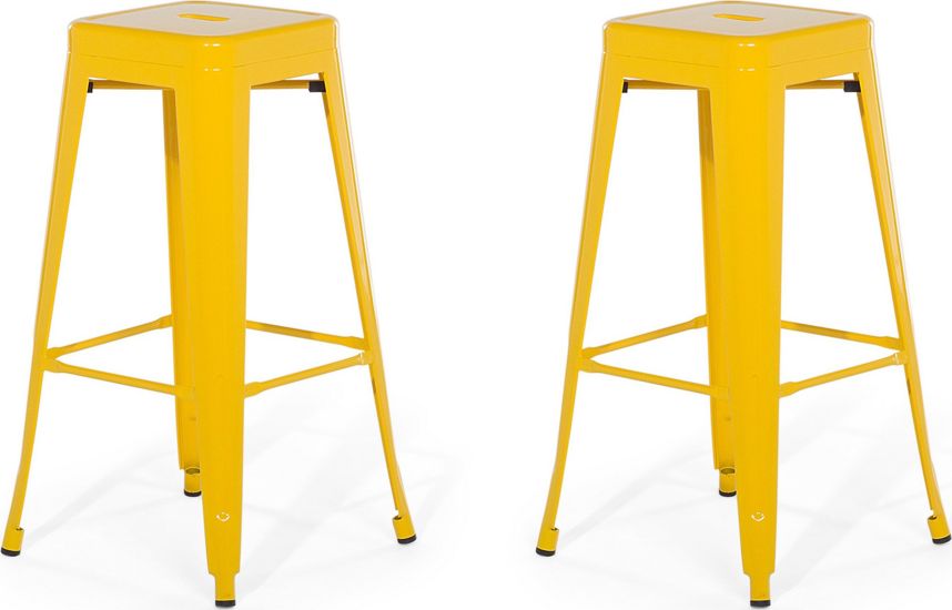 Beliani Zestaw 2 stołków barowych metalowych 76 cm żółty CABRILLO