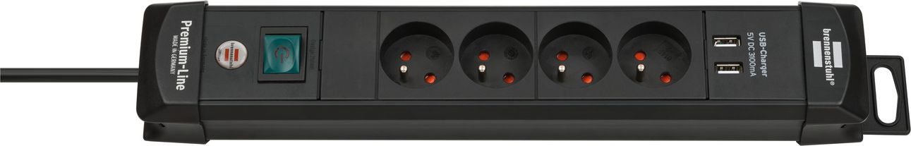 Listwa zasilająca Brennenstuhl Premium-Line przeciwprzepięciowa 4 gniazda 1.8 m czarna (1951144602)