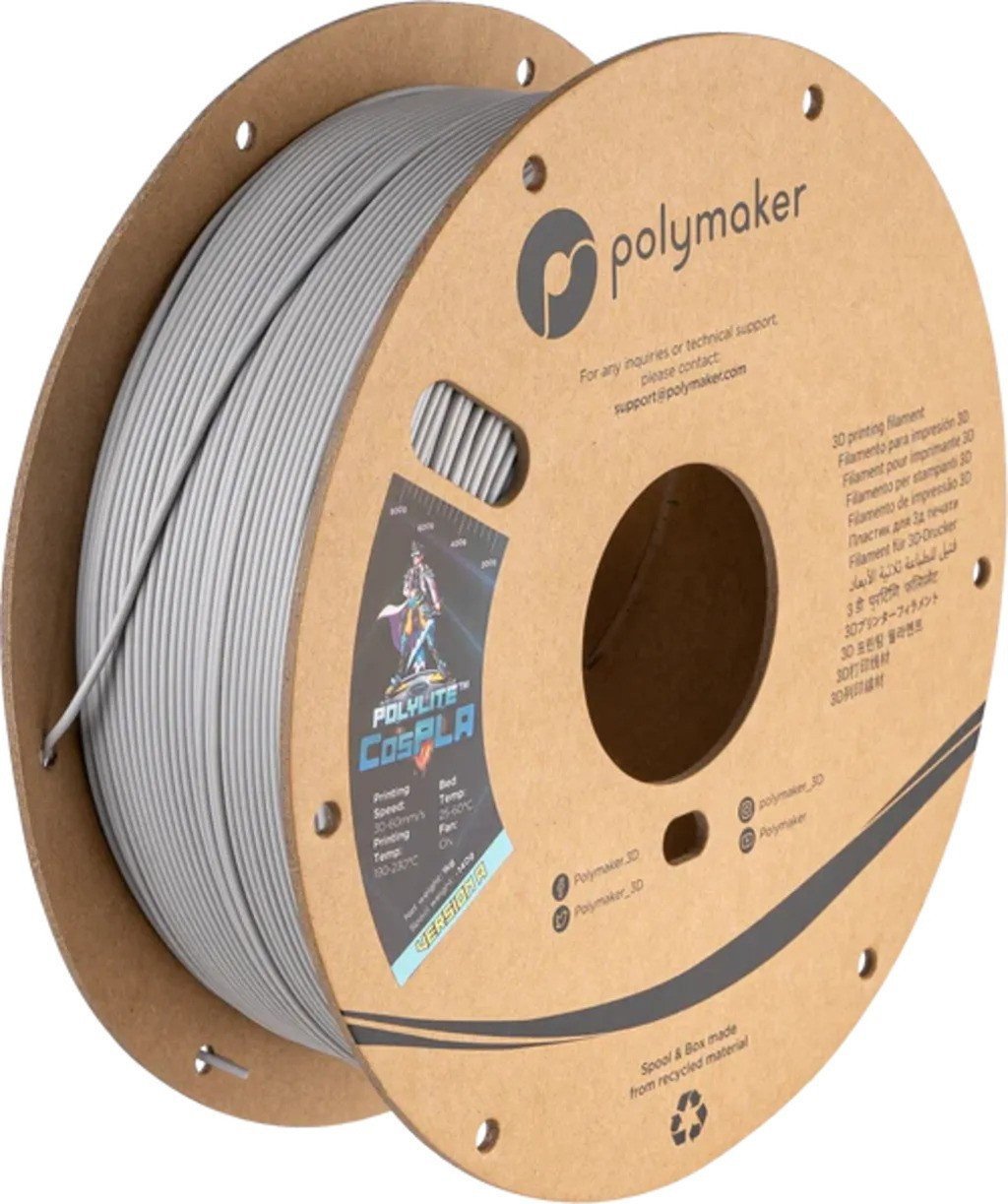 Filament Polymaker PolyLite CosPLA Version A 1,75mm 1kg - Easily sandable - Gray}
