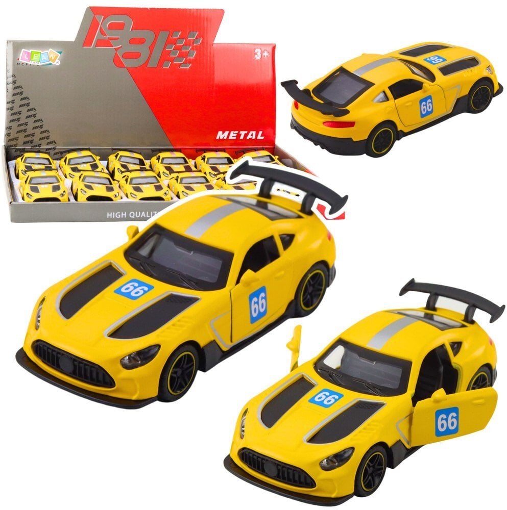 Samochód Wyścigowy Metalowy Napęd Otwierane Drzwi Żółty 1:43