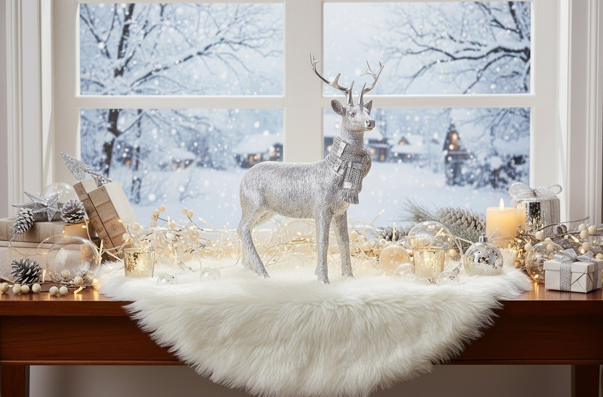 Figurka ozdobna Jeleń 26 cm srebrny 172079