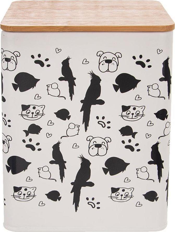 Orion Pojemnik metalowy na karmę smakołyki dla zwierząt psa kota puszka pudełko zamykany 11,5x11,5x14,5 cm