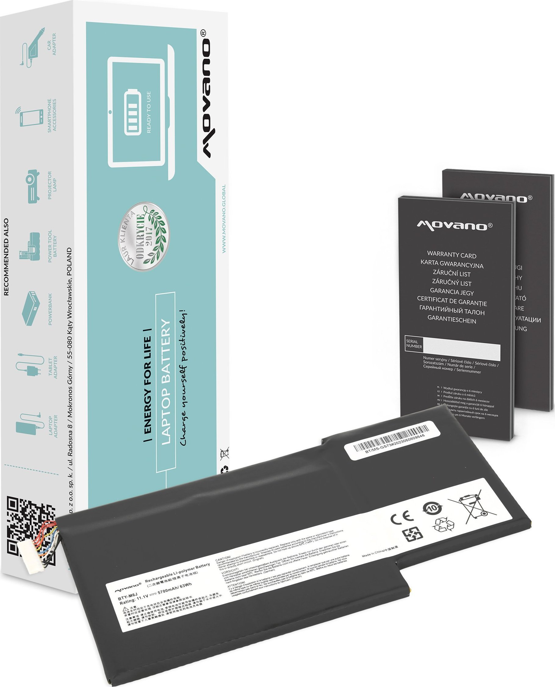 Bateria Movano Bateria BTY-U6J BTY-M6J do MSI GS63 GS73 WS63