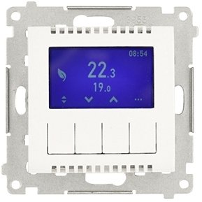 Simon 54 Termostat programowalny z wyświetlaczem z wew zewn czujnikiem temperatury bez sondy (moduł) 16A 230V biały DETD1A.01/11