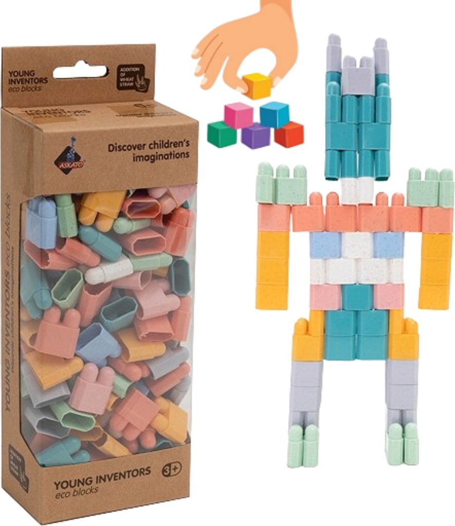 Askato Klocki małych geniuszy Cegiełki Pastelowe Eco 60 elementów