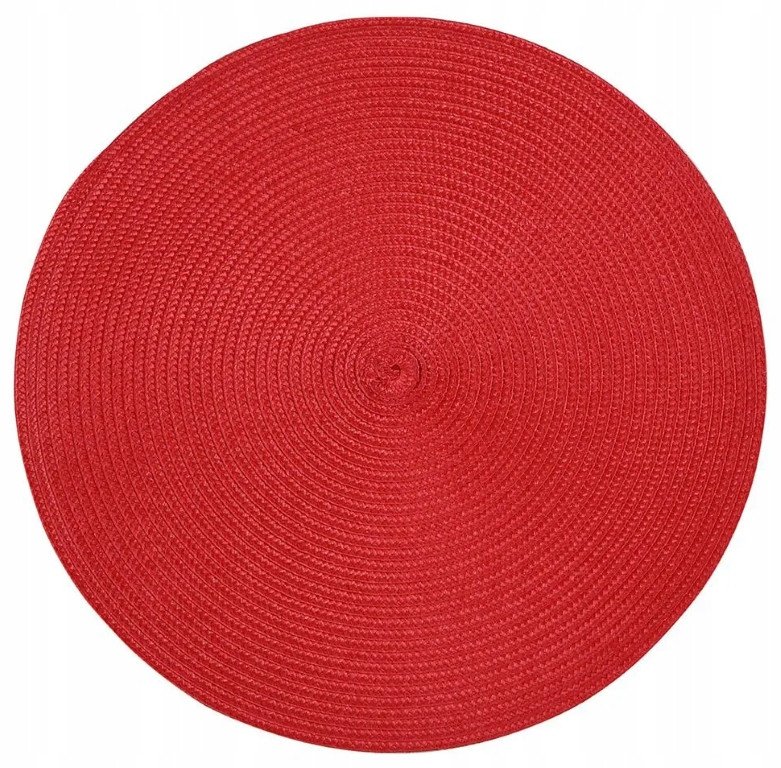 Okrągła słomkowa podkładka na stół 38cm Czerwona, dekoracyjna