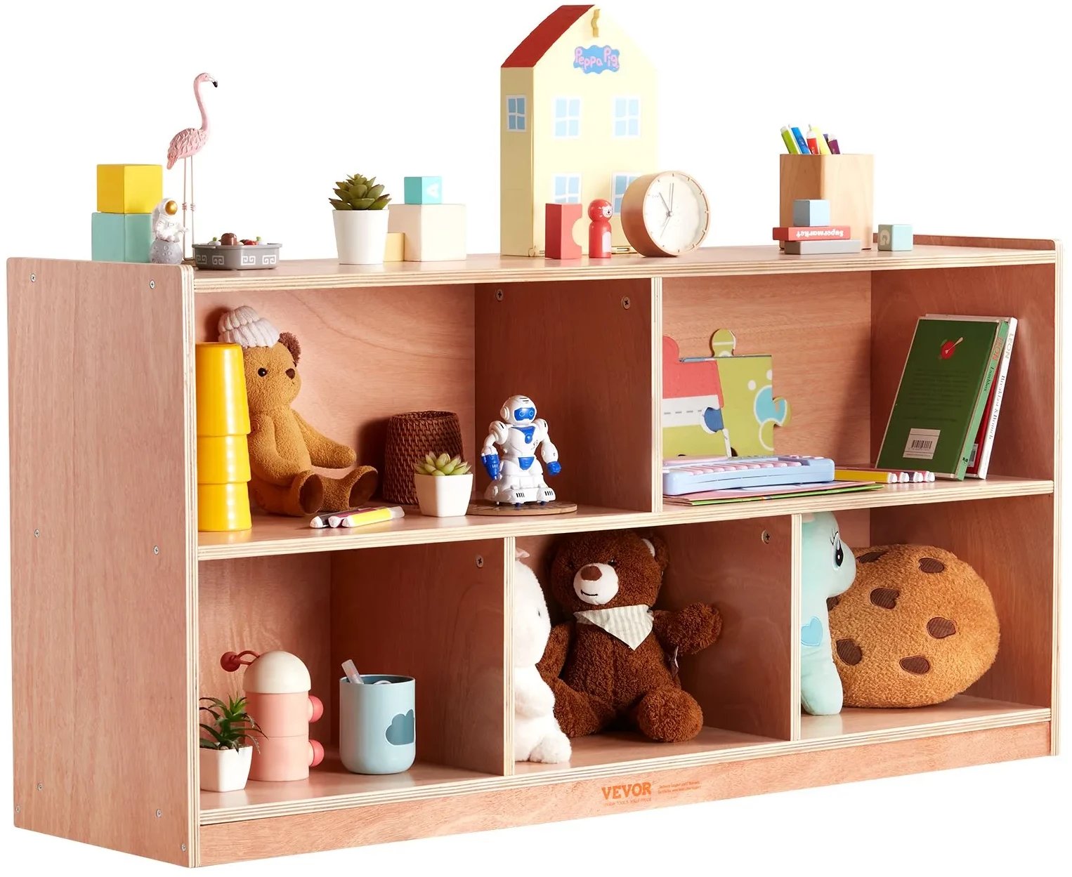 Regał 5-sekcyjny 2 półki organizer do domu i szkoły na zabawki książki