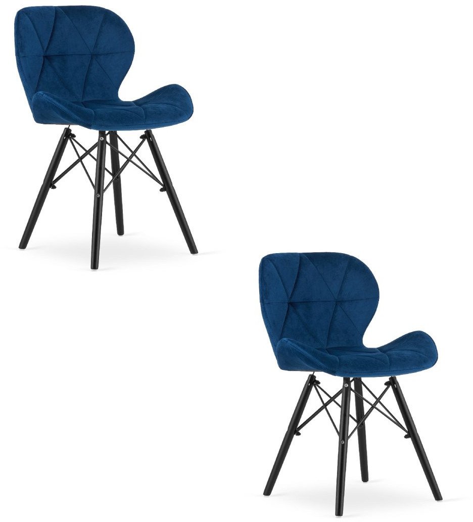 Krzesło LAGO Aksamit - granatowe / nogi czarne x 2