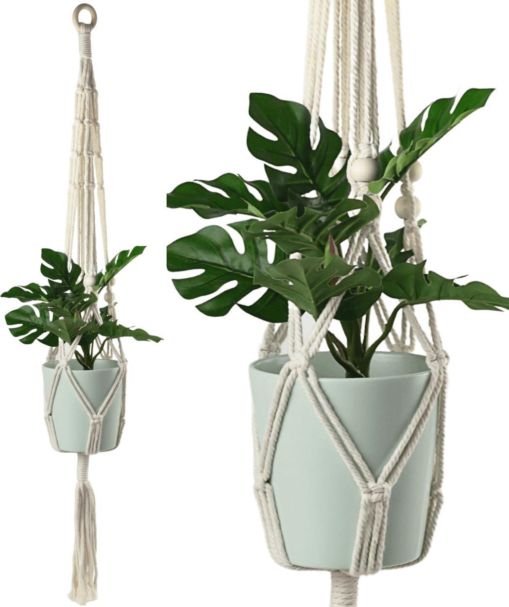 Tajemniczy ogród Makrama na doniczkę z koralikami L