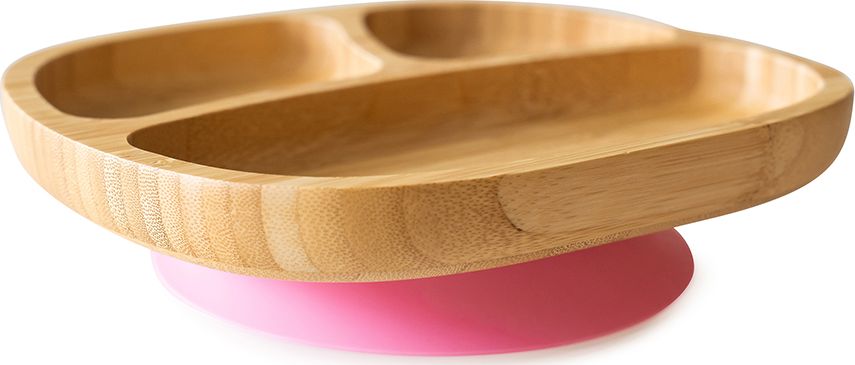ECO RASCALS ECORASCALS* Miseczka trójdzielna Bambusowa różowa z przyssawką
