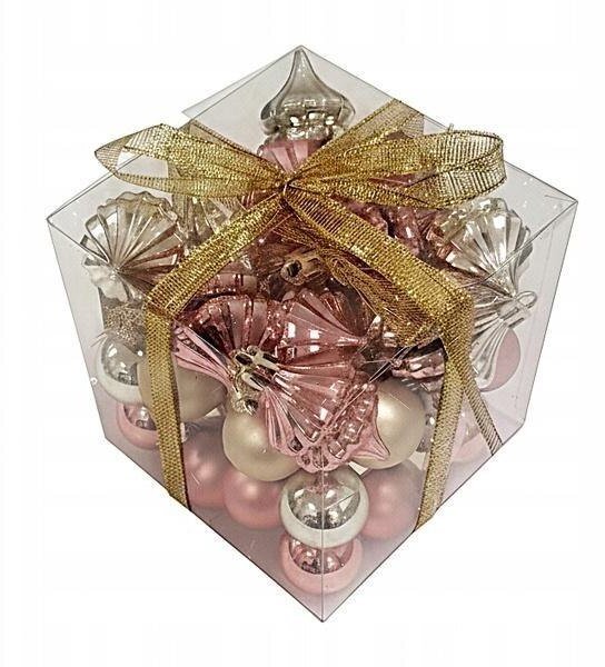 Party Deco Bombki na choinkę niedłukące 50szt złote, różowe