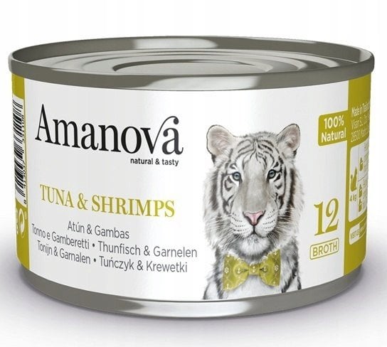 Amanova Kot Tuna & Shrimps w bulionie puszka 70g