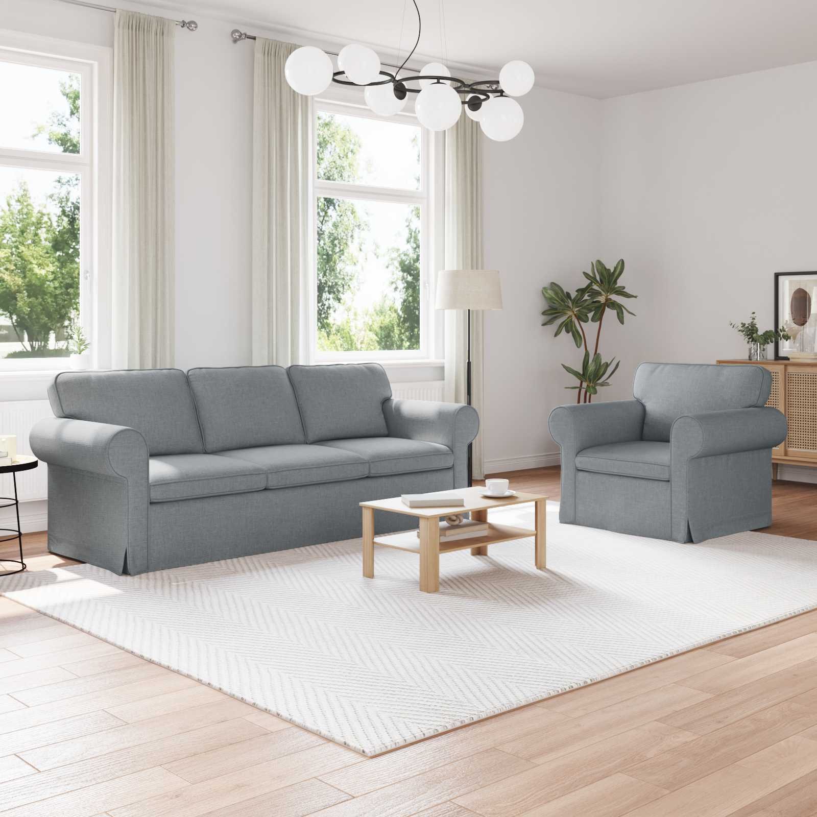 vidaXL Sofa 2 pcs Jasnoszary Metal