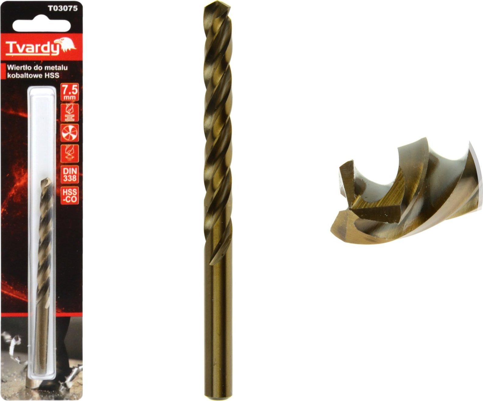 Wiertło Tvardy Wiertło do metalu kobaltowe HSS M35 7,5 mm (1/48/288)