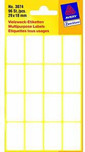 Avery Zweckform Białe minietykiety do opisywania ręcznego; 96 etyk./op., 29 x 18 mm, białe (4004182030745)