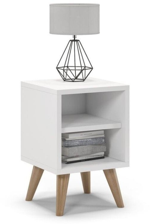 Szafka nocna na nóżkach, SKAND, 30x30x45 cm, biel, mat | TYLETEGOTU