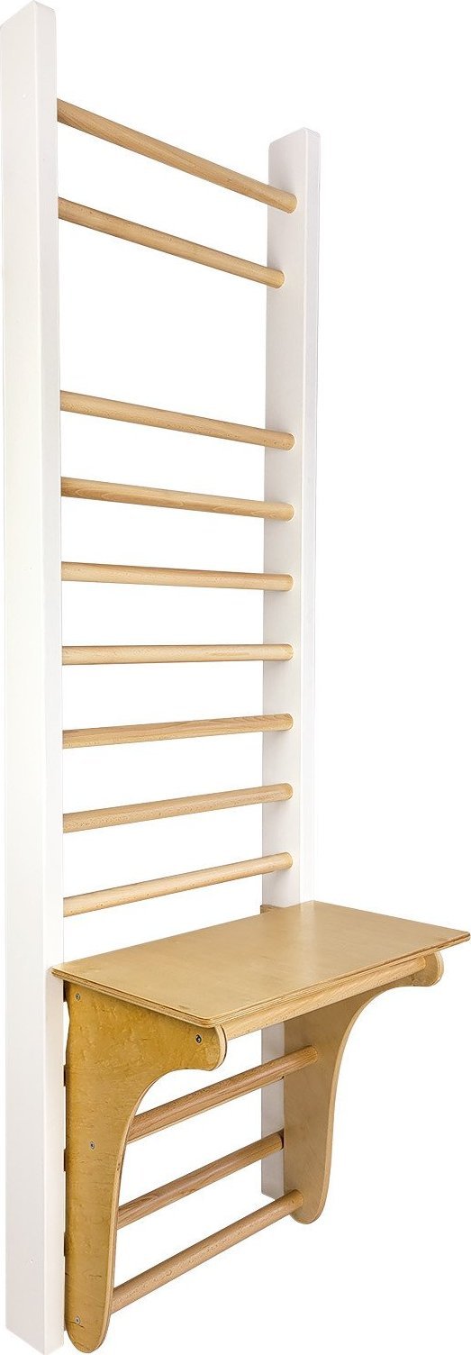 UnderFit Drabinka gimnastyczna Leon 195 x 80 cm biała + drążek + blat