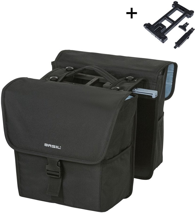 Sakwa miejska podwójna BASIL GO DOUBLE BAG MIK 32L MIK System (ready to go) solid black (NEW 2025)