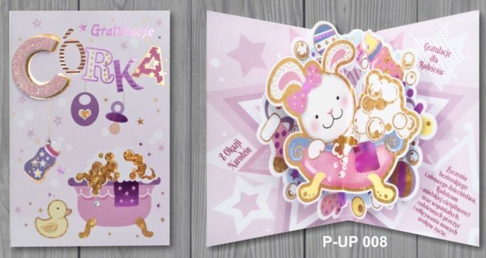 Panorama Kartki karnet Premium + koperta P-UP-008 Narodziny Córka Panorama