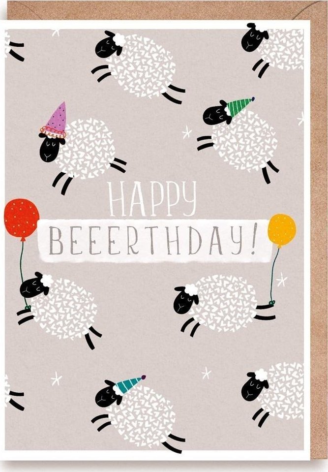 Kartka urodzinowa Owce Happy Beerthday