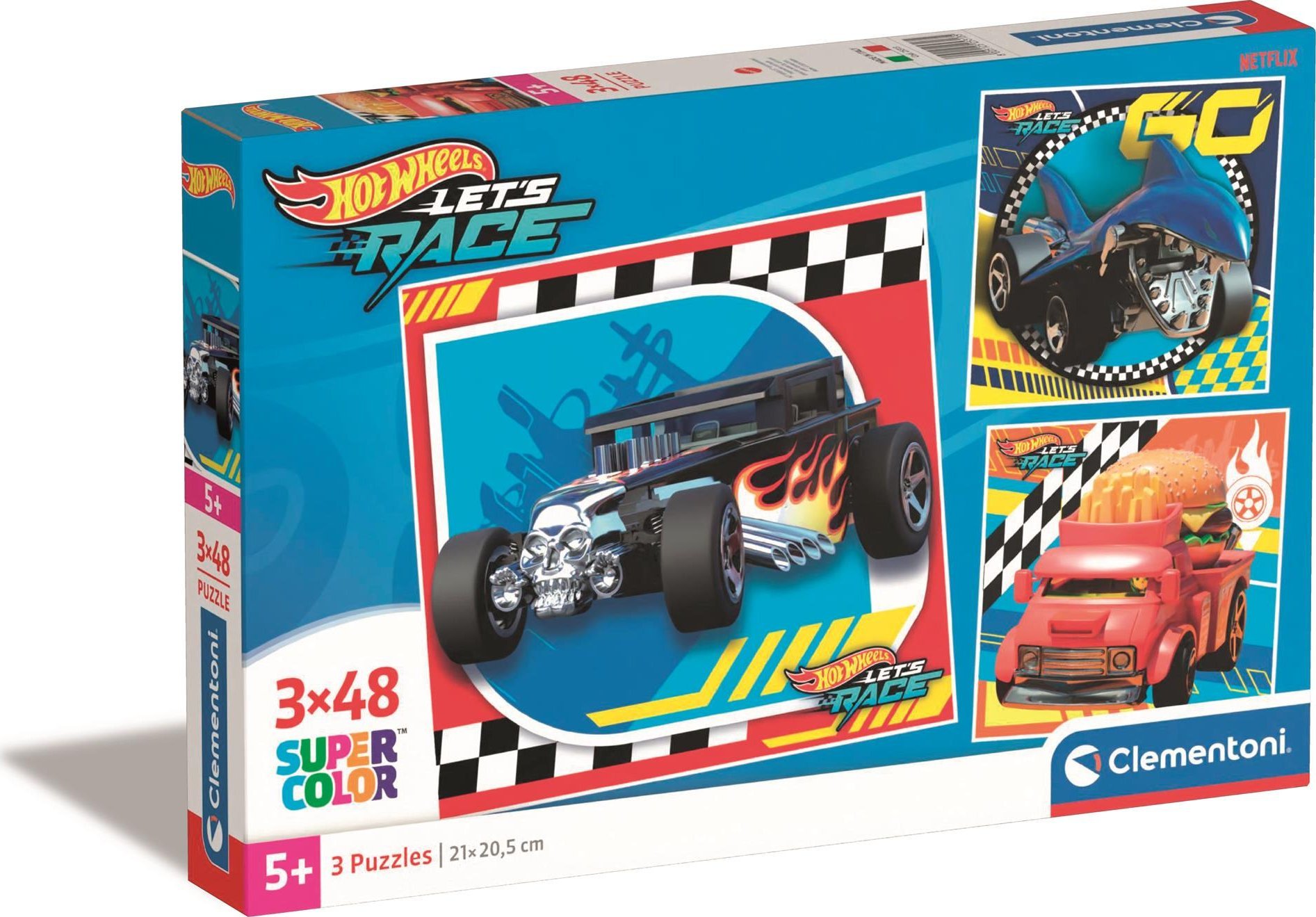 Clementoni Puzzle Super Color Hot Wheels 3 x 48 elementów