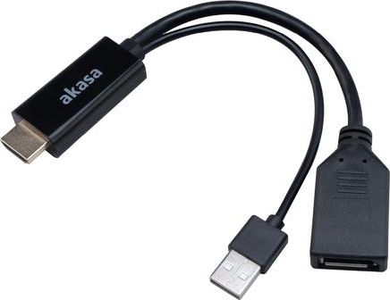 Adapter AV Akasa HDMI - DisplayPort + USB-A czarny (AK-CBHD24-25BK)
