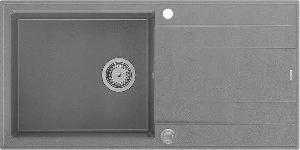 Zlewozmywak GraniteQ EVAN 146 XL GraniteQ zlewozmywak z syfonem Push 2 Open 1-komorowy z/o (1000x500x210; kom. 420x480) silver stone / elementy stalow