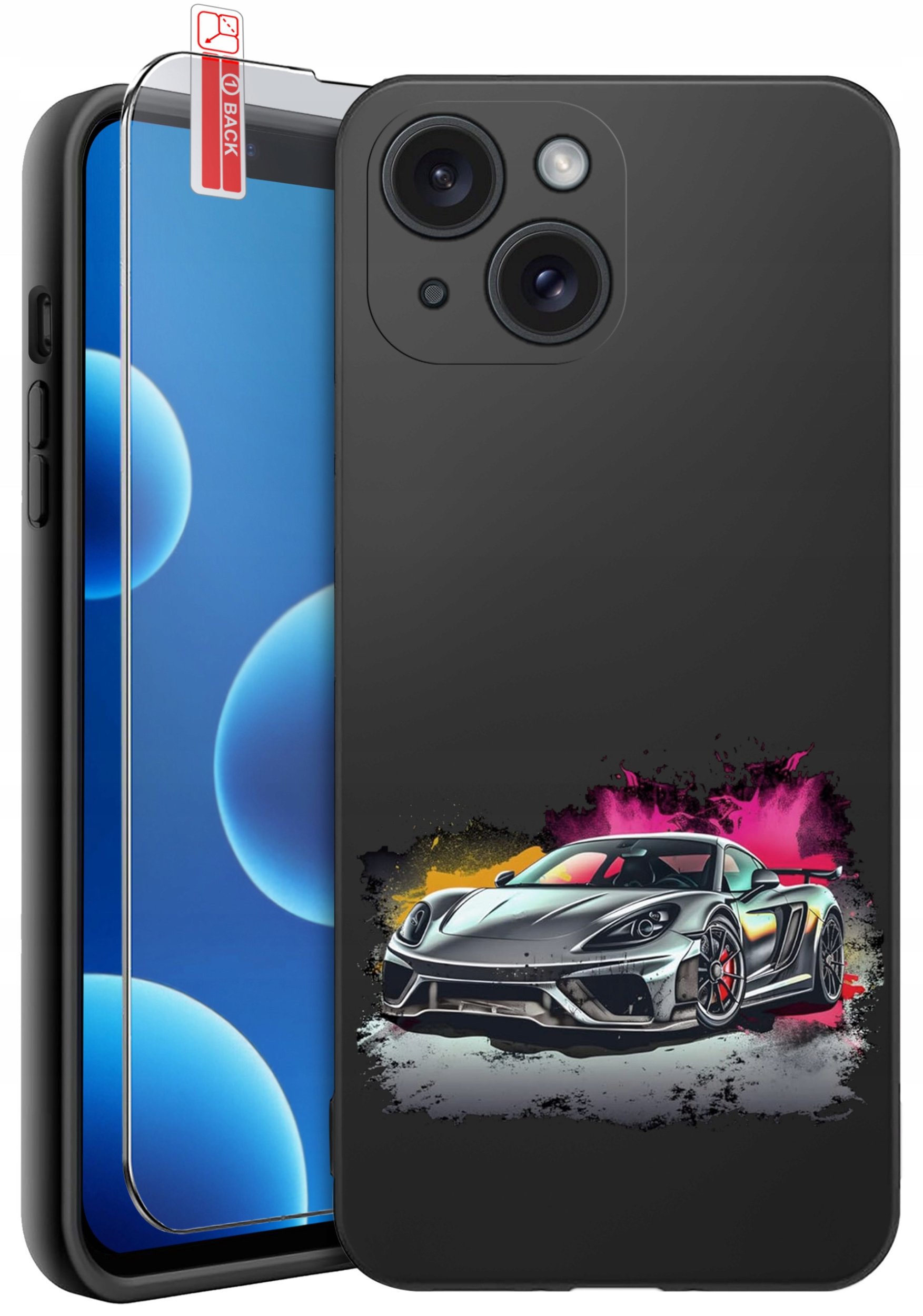 ETUI do iPhone 13 | 14 | WZORY | SILIKONOWE MATT CASE + SZKŁO 9H