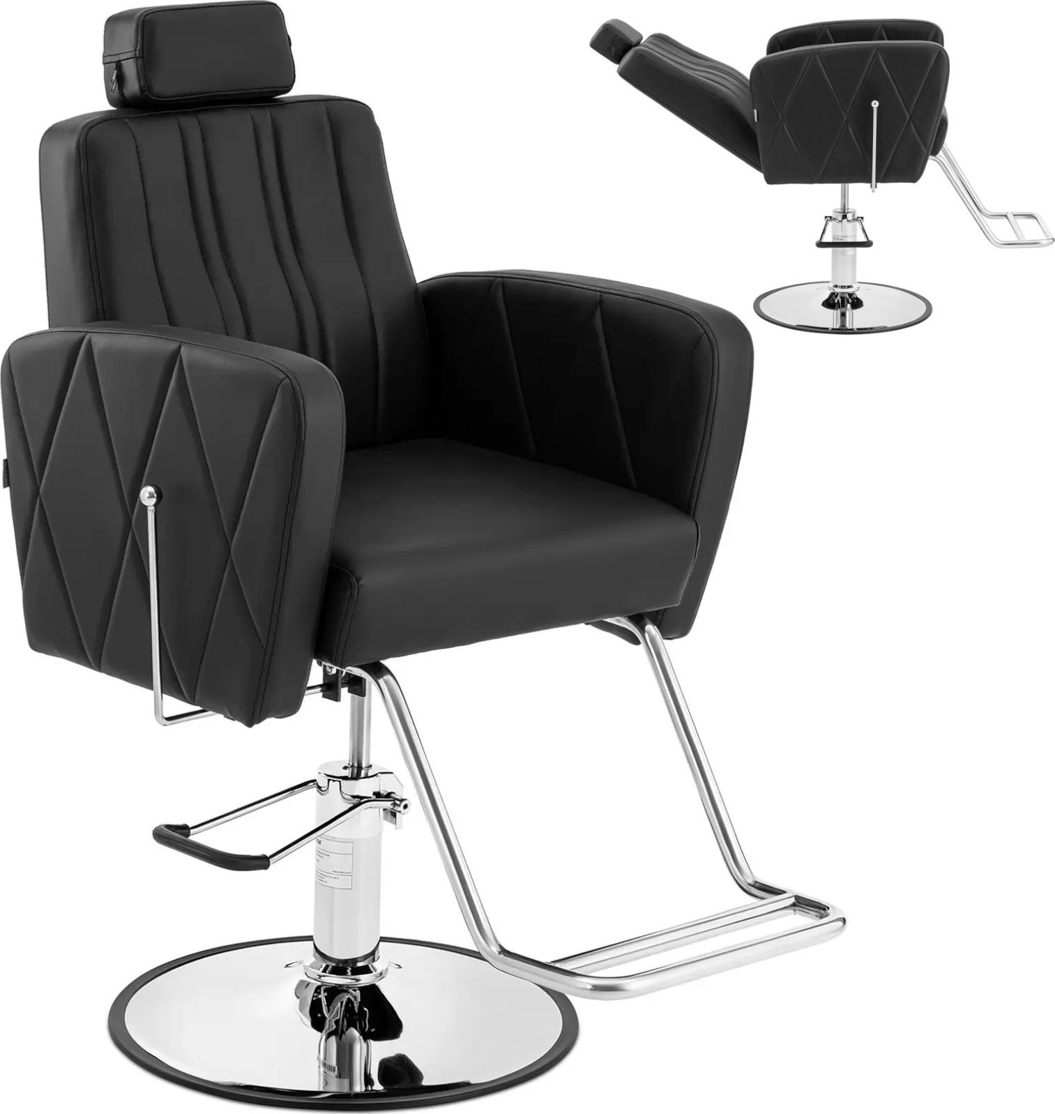 Physa Fotel fryzjerski barberski kosmetyczny z podnóżkiem Physa DUDLEY - czarno srebrny Fotel fryzjerski barberski kosmetyczny z podnóżkiem Physa DUDL