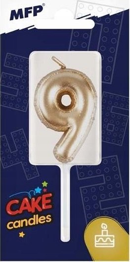 MFP paper świeczka do tortu balon nr 9 złota 8800123