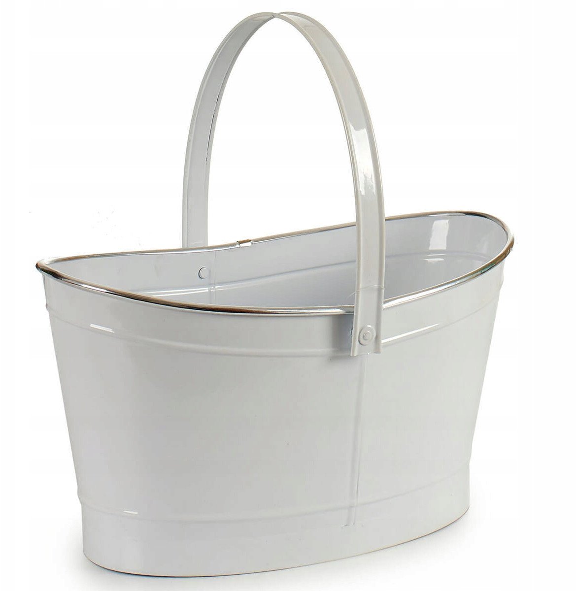 Osłonka na doniczkę cynkowa, biała, 35,7 x 21,5 x 35 cm