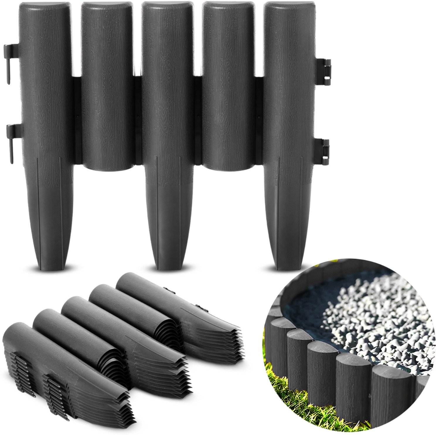 Palisada ogrodowa Heckermann H-280 Ciemnoszara obrzeże ogrodowe 280cm