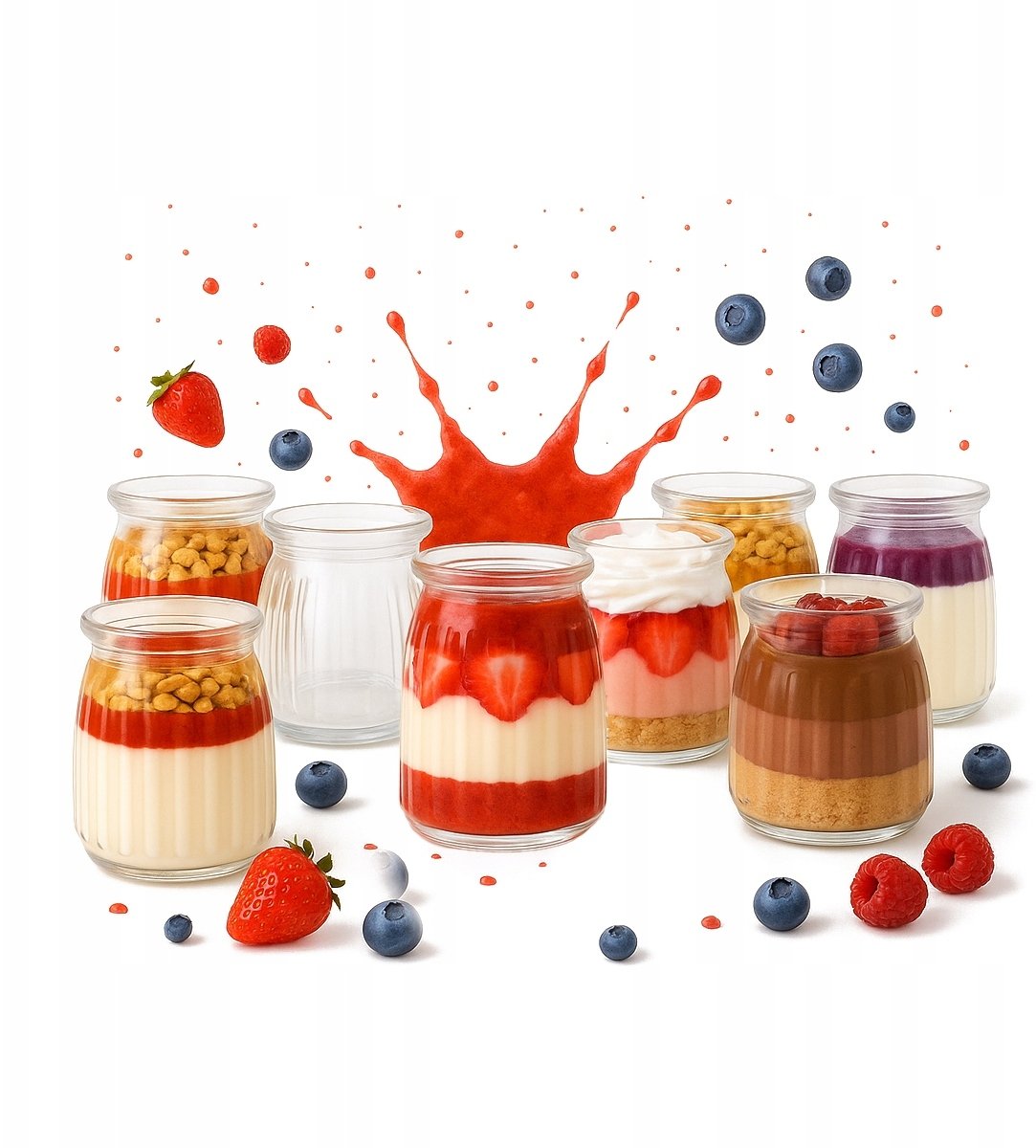 120x POJEMNIKI NA DESERY 150ml Słoik SZKLANY w PRĄŻKI Na Deserki Pucharek