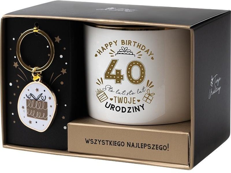 Zestaw prezentowy na 40 urodziny biało-złoty