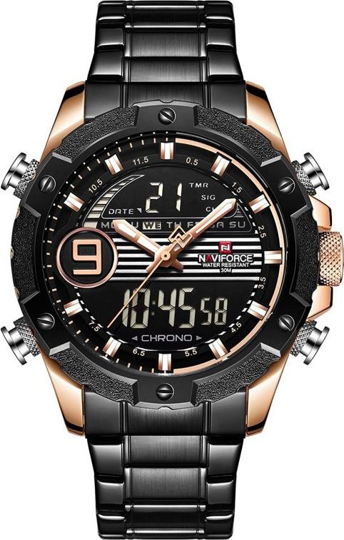 Zegarek Naviforce ZEGAREK MĘSKI NAVIFORCE - NF9146S (zn089c) - black/rosegold + BOX uniwersalny