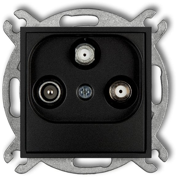 Karlik Mechanizm gniazda abonenckiego 2 wyjścia SAT + TV matowy czarny 12IGSN