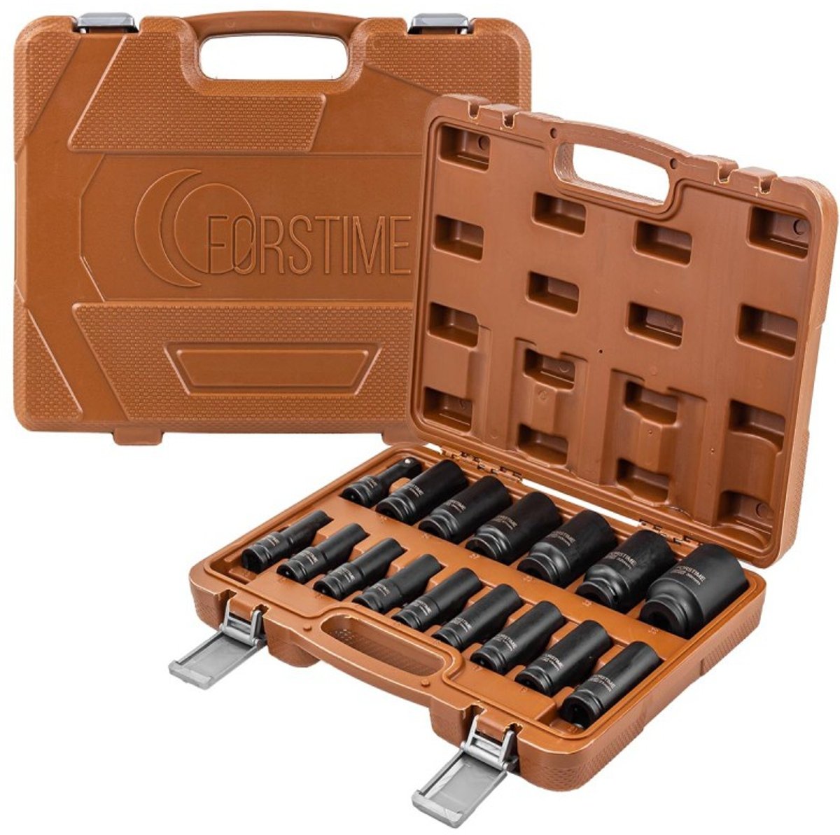 FORSTIME Zestaw NASADEK udarowych GŁĘBOKICH 6-kątnych 16 ELEMENTÓW WALIZKA