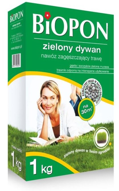Biopon Nawóz granulowany Zielony dywan zagęszczający trawnik 1kg (1222)
