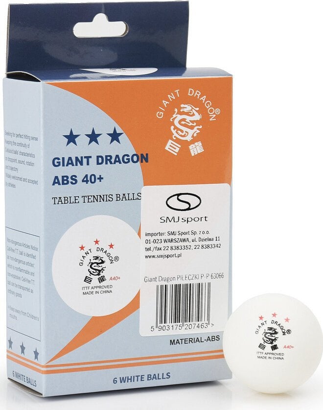 Piłeczki do ping ponga Giant Dragon ITTF *** ABS 40 63066 6 szt. Uniwersalny