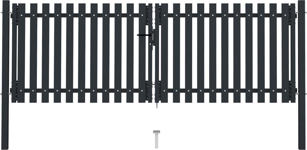 vidaXL Dwuskrzydłowa brama ogrodzeniowa, stal, 306x150 cm, antracytowa